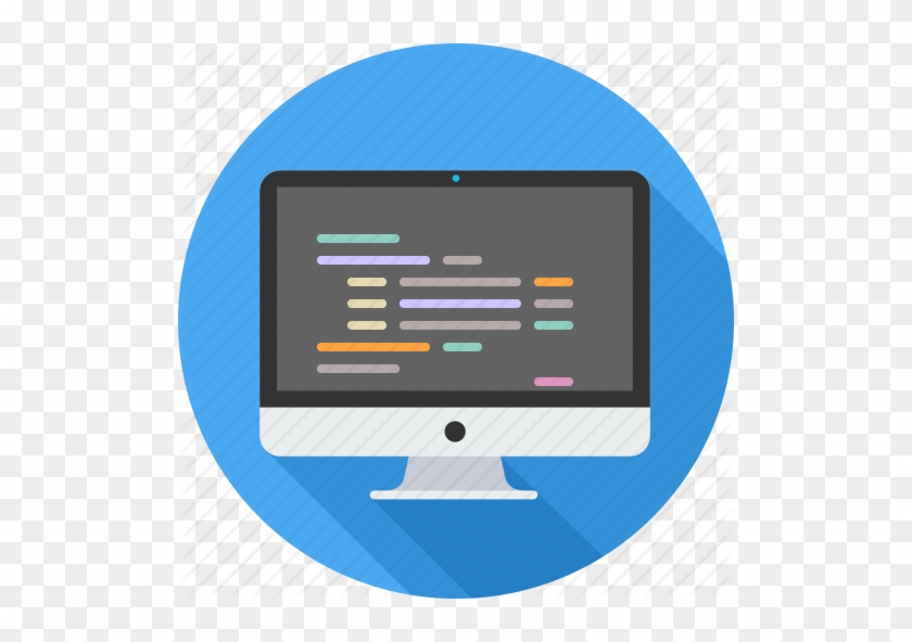 Desktop Computer With Binary Codes Icons - Programming Icon