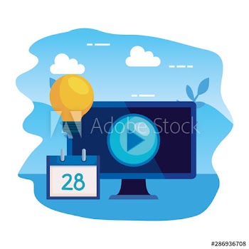 desktop computer with bulb and calendar