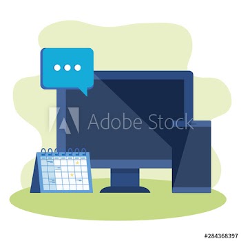 desktop computer with speech bubble