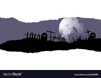  					Destroyed cemetery full moon vector image														