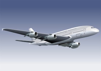Detailed illustration passenger jetliner. Isolated on sky with clipping path.