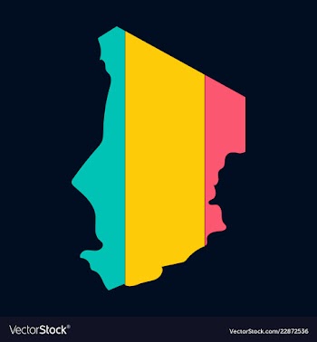 Detailed of a map of chad with flag eps10 vector image