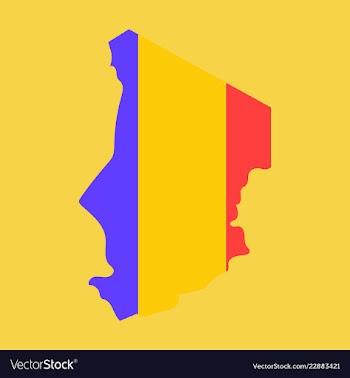 Detailed of a map of chad with flag eps10 vector image