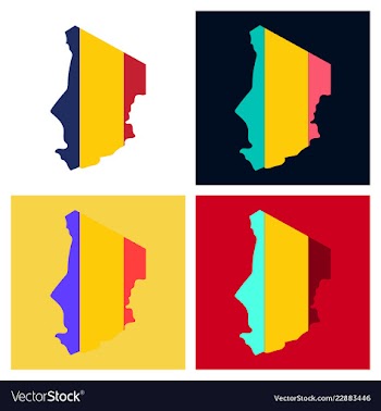 Detailed of a map of chad with flag eps10 vector image