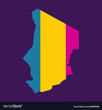Detailed of a map of chad with flag eps10 vector image