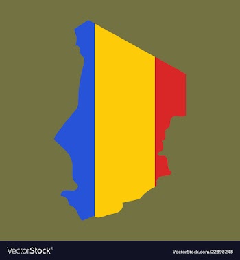 Detailed of a map of chad with flag eps10 vector image