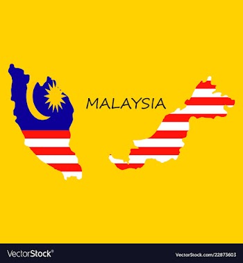 Detailed of a map of malaysia with flag eps10 vector image