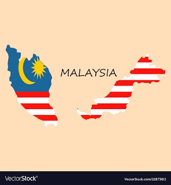 Detailed of a map of malaysia with flag eps10 vector image