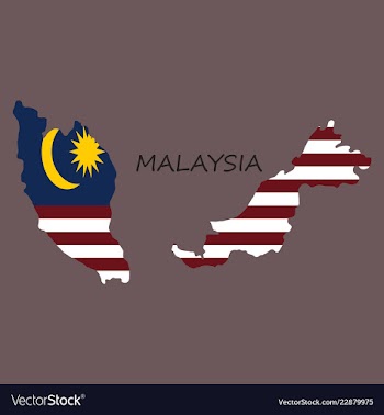 Detailed of a map of malaysia with flag eps10 vector image