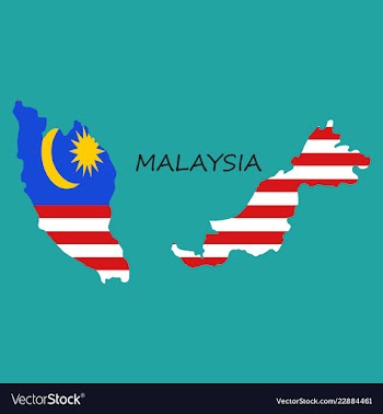 Detailed of a map of malaysia with flag eps10 vector image