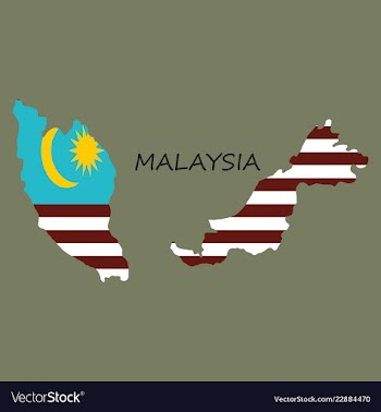 Detailed of a map of malaysia with flag eps10 vector image