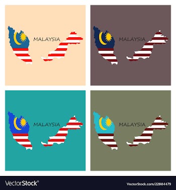 Detailed of a map of malaysia with flag eps10 vector image