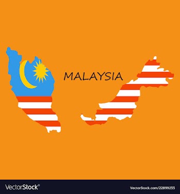 Detailed of a map of malaysia with flag eps10 vector image