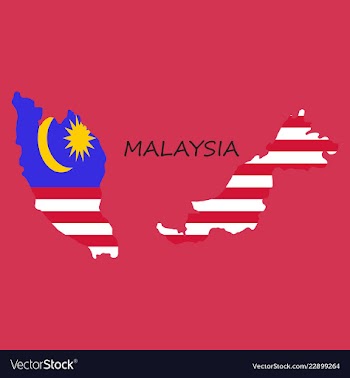 Detailed of a map of malaysia with flag eps10 vector image