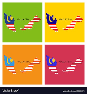 Detailed of a map of malaysia with flag eps10 vector image
