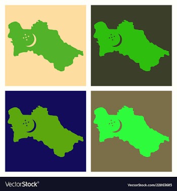 Detailed of a map of turkmenistan with flag eps10 vector image