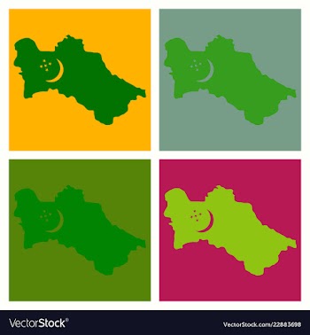 Detailed of a map of turkmenistan with flag eps10 vector image