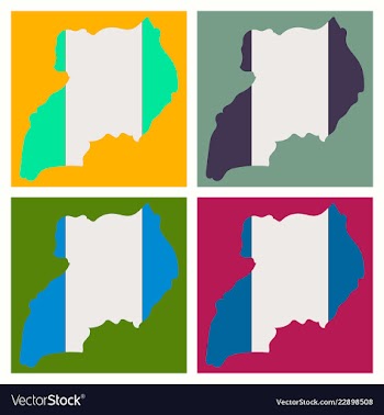 Detailed of a map of uganda with flag eps10 vector image