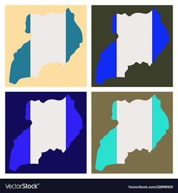 Detailed of a map of uganda with flag eps10 vector image