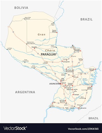  					Detailed republic of paraguay road map vector image														