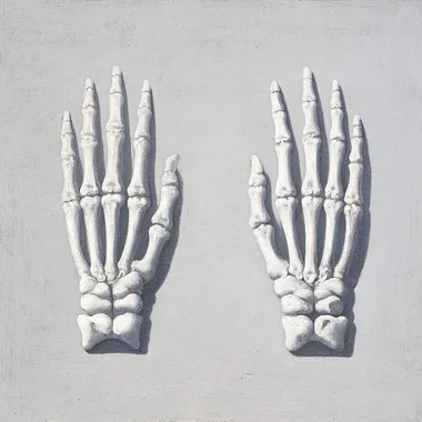 Detailed Skeleton Hands Holding a Flat Surface Detailed Skeleton Hands Holding a Flat Surface