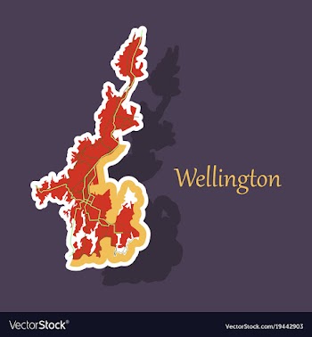 Detailed sticker map of wellington new zealand vector image