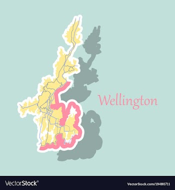 Detailed sticker map of wellington new zealand vector image