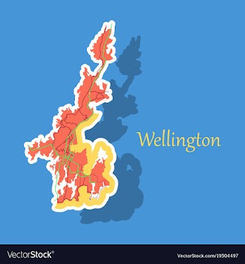 Detailed sticker map of wellington new zealand vector image