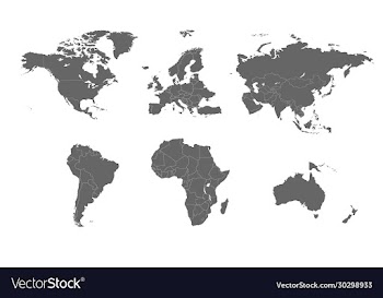 detailed world map divided into continents