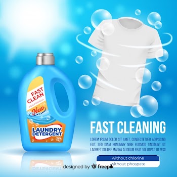 Detergent advertising with realistic design Free Vector