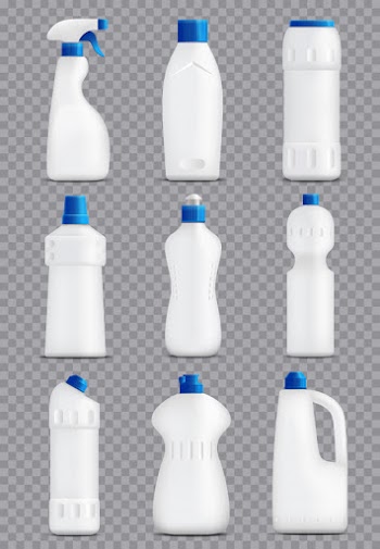 Detergent bottles packaging collection Free Vector
