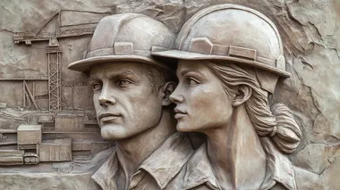 Determined Construction Workers Relief Sculpture Determined Construction Workers Relief Sculpture