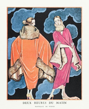 Deux heures du matin / Manteaux, de Worth from Gazette du Bon Ton. Art- Modes & Frivolit&eacute;s No. 2 (1923) fashion illustration in high resolution by George Barbier. Original from The Rijksmuseum. Digitally enhanced by rawpixel.