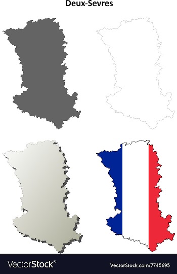 Deux-Sevres Poitou-Charentes outline map set vector image
