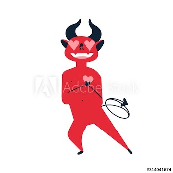 Devil in love flat vector illustration