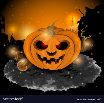 Devil pumpkin vector image