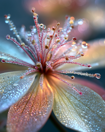Dew-Covered Flower in Morning Light