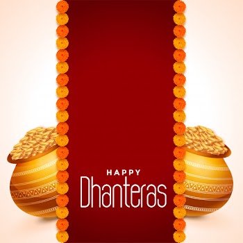 Dhanteras festival card with golden pots Free Vector
