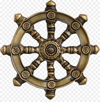Dharmachakra T-shirt Buddhism Three Turnings of the Wheel of Dharma - European and American vintage boat helmsman steering wheel 