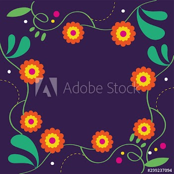 dia de los muertos card with floral decoration