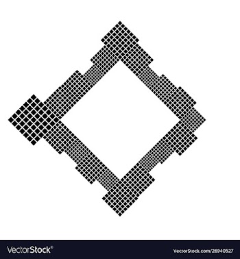 Diagonal modern black and white square badge vector image
