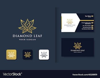 diamond leaf logo with line style and business