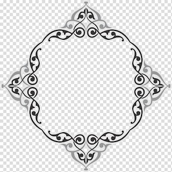 Diamond-shape black and gray floral frame , Frames Islamic calligraphy, bali transparent background PNG clipart