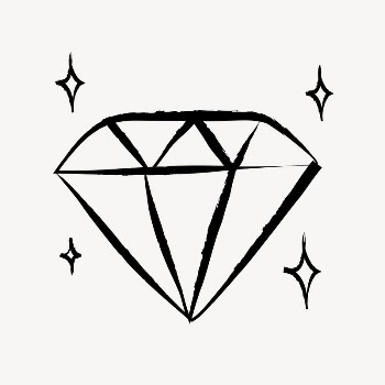 Diamond sticker, cute doodle in black | Free Vector Illustration - rawpixel