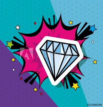 diamond with explosion pop art style design