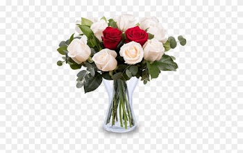 Diamonds And Hearts - White And Red Roses