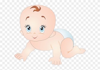 Diaper Crawling Infant Cartoon - Cartoon Baby With Big Eyes