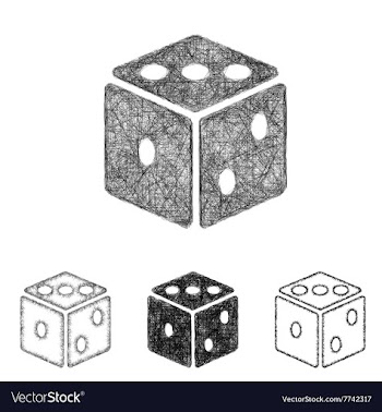 Dice icon set - sketch line art vector image