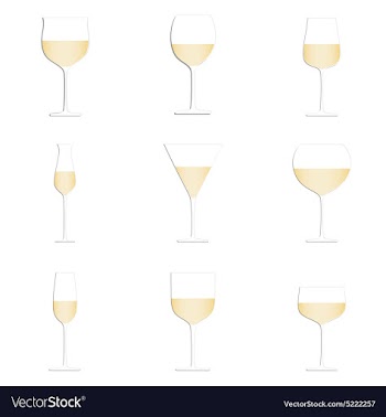 Different glasses of white wine set isolated in vector image