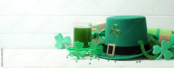 Different St.Patrick's Day accessories, space for text
